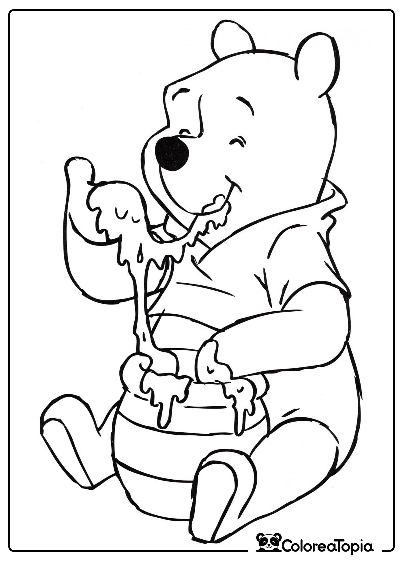 Winnie Pooh come miel - dibujo para colorear